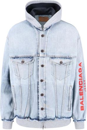 Balenciaga Jassen Lichtblauw - Heren - Spijkerjassen - Blauw - M - Jassen