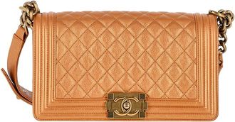 Chanel Brown Quilted Lambskin Leather Medium Boy Flap Bag (Authentic Pre- Loved)