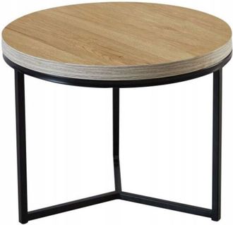 OEM Mesa De Centro Redonda Furnitex 50 X 50 X 40cm Roble Natural Para Sal&oacute;n U Oficina