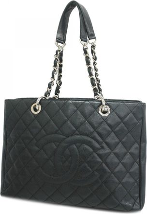 Chanel Black Grained Calfskin Tote Bag (Pre-Owned)