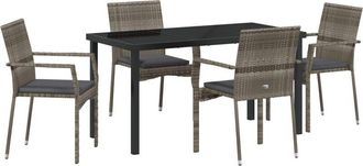 vidaXL Garden Dining Set with Cushion 5 pcs Grey Poly rattan Vidaxl
