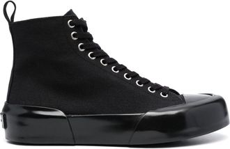 Jil Sander high-top canvas sneakers - women - Cotton/Rubber/Fabric - 36 - Black