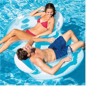 Trade Shop Trade Shop - Poltrona Materassino Gonfiabile 2 Posti Con Schienale E Portabibite Mare