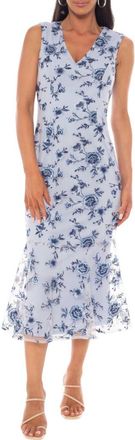 Marina Rossini Floral Embroidered Sleeveless Mesh Midi Dress in Periwinkle/Navy at Nordstrom Rack, Size X-Large