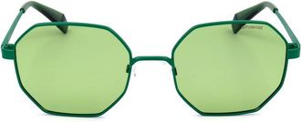 Polaroid Unisex Octagon Sunglasses Green Frame Pld6067s - Mint Metal - One Size
