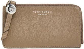 Tory Burch Romy Leather Zip Card Case in Wild Mushroom at Nordstrom