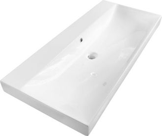 Saniclass Wave Meubelwastafel - 100x46x7.5cm - overloop - 1 wasbak - zonder kraangaten - keramiek - wit