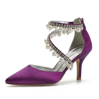 Miyoopark Women Shoes Heels for Wedding Closed Pointed Toe Evening Pumps Shoes M521 Purple UK 5.5