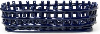Ferm Living Keramik Korb oval, blau
