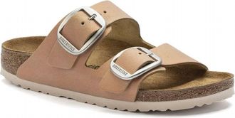 Birkenstock Womens Arizona Big Buckle Nubuck Leather Sandal - Narrow Width In Washed Metallic Copper