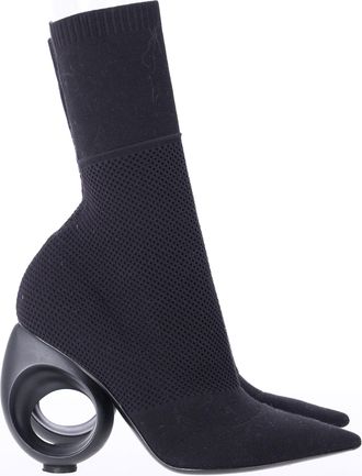 Burberry Pre-owned Womens Kimberley Pointed Toe Ankle Boots in Black Knit Stretch Fabric Canvas - Size EU 40