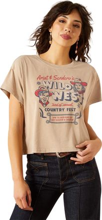 Ariat Womens Sendero Wild West Country Fest T-Shirt in Savannah Tan Mineral Wash, Size 2X-Large, by Ariat