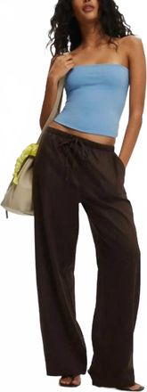 Cotton On Pull-On Wide Leg Linen Pants In Brownie