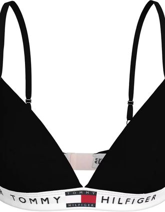 Tommy Hilfiger Womens Heritage Cotton RP Triangle Bra, Black - Size: 1XL
