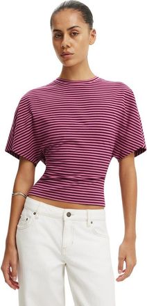 Cotton On Womens Blair Batwing Short Sleeve Tee in Madi Stripe Blackberry Belle at Nordstrom, Size Xx-Small