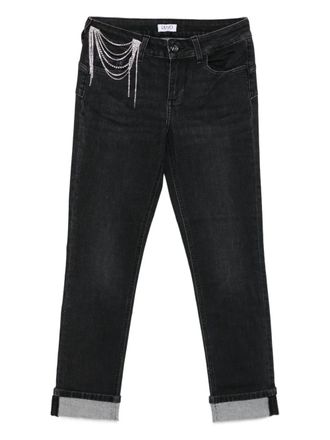 Liu Jo rhinestone-embellished straight-leg jeans - women - Fabric - 30 - Black