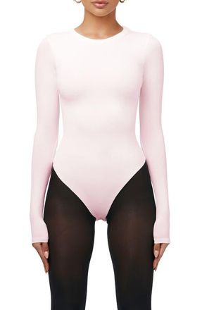 Naked Wardrobe Sculpt Crewneck Bodysuit in Pink Frosting at Nordstrom, Size X-Small