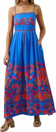 Sugarlips Maline Linen Maxi Dress In Blue-Red Multi