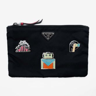 Prada Black Nylon Clutch Bag Pouch (Pre-Owned)