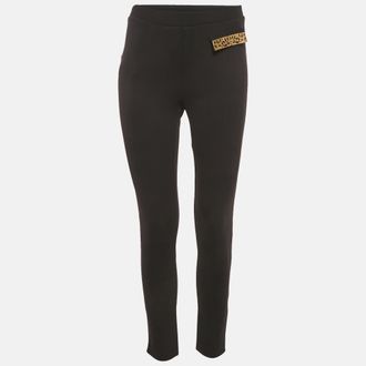 Roberto Cavalli Class by Roberto Cavalli Black Gabardine Pocket Detail Leggings M