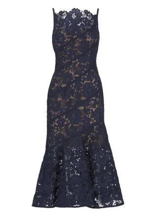 Self Portrait Floral Lace Mermaid Dress With Nude Slip And Hidden Closure