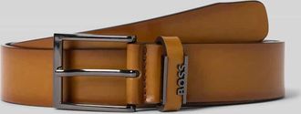 HUGO BOSS Ledergürtel mit Label-Applikation aus Metall in Mittelbraun, Größe 100