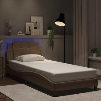vidaXL Estructura De Cama Con Led Sin Colch&oacute;n Zadar Cappuccino 90x200 Cm Vidaxl
