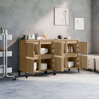 Berkfield Home Sideboards 2 pcs Sonoma Oak 60x35x70 cm Engineered Wood in Brown | Size: 60 x 35 x 70 cm