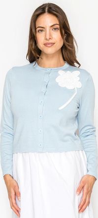 YAL New York Blue Floral Applique Cardigan