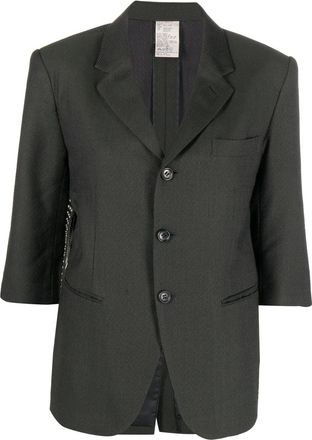 Comme Des Garçons 2010s pre-owned studded belt detail short-sleeved jacket - women - Wool/Cupro/Polyester - S - Green