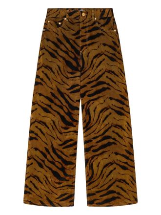 Ganni tiger-stripe jeans - women - Recycled Cotton/Viscose/Recycled Polyester - 25 - Brown