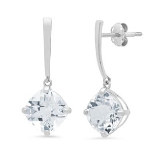 MAX + STONE 14k Yellow or White Gold 8mm Solitaire Gemstone Round Drop Dangle Earrings