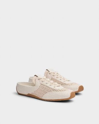 Rag & Bone Womens Ultra Slim Retro Runner Mule In Sea Salt Raffia