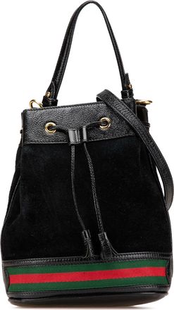 Gucci Pre-owned Womens Suede Bucket Bag - Black Leather - One Size