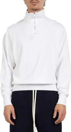 Les Tien Pique Half Zip Yacht Pullover In White