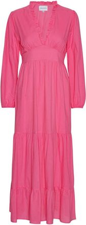 Americandreams Umi Long Solid Cotton Dress - Dames - Casual kleedjes - Roze - L - Katoen - Kleedjes