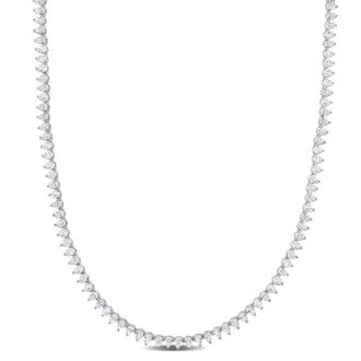 Mimi & Max 44 1/2 CT TGW Created White Sapphire Teardrop Tennis Necklace in Sterling Silver