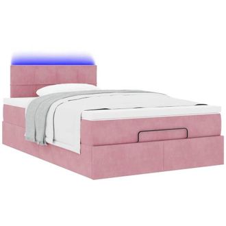 vidaXL Cama Otomana Con Colch&oacute;n Y Led Terciopelo Rosa 120x190cm Vidaxl