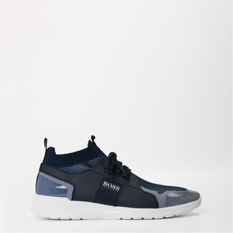 HUGO BOSS Mens Extreme Run Knit Lace-Up Sock Trainers in Dark Blue - Size UK 6