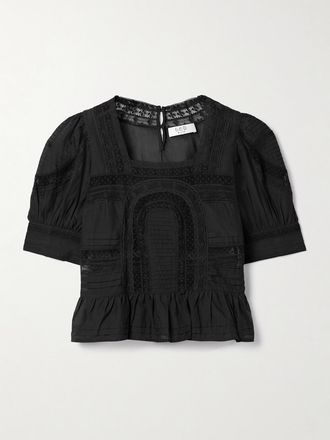 Sea New York Blusa In Voile Di Misto Cotone Con Finiture In Pizzo Franca - Nero
