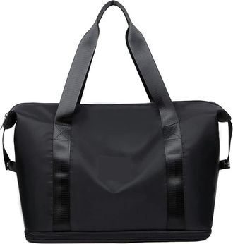 Generic Compatible For Extendable Large Capacity Storage Luggage Handbag Leisure Travel Duffle Bag Sports and Fitness(Black)