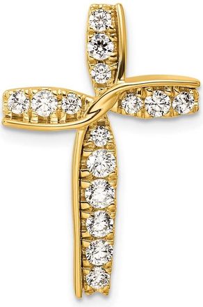 Diamond2Deal 14k Yellow Gold Lab Grown Diamond Cross Chain Slide Pendant (0.58ct, VS, G-H)