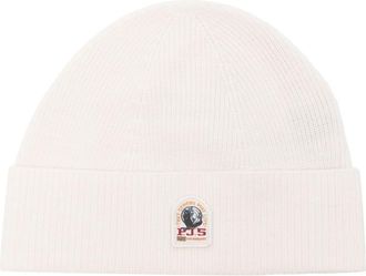 Parajumpers logo-patch ribbed-knit beanie - men - Merino/Acrylic - L/XL - White