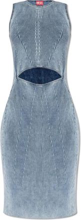 Diesel Geribbelde Mouwloze Jurk - Dames - Korte kleedjes - Blauw - S - Katoen - Kleedjes