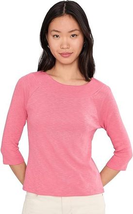 Nic+Zoe 3/4 Sleeve Ballet Boat T-Shirts Womens Clothing Raspberry : LG, Cotton/Modal