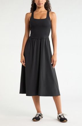 Zella Effortless Sleeveless Midi Dress in Black at Nordstrom, Size Xx-Large
