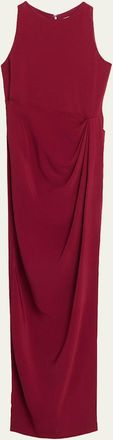 Oscar De La Renta Sleeveless Draped Slit Column Gown