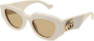 Gucci Modieuze zonnebril - Dames - Zonnebrillen - Beige - 51 MM - Accessoires