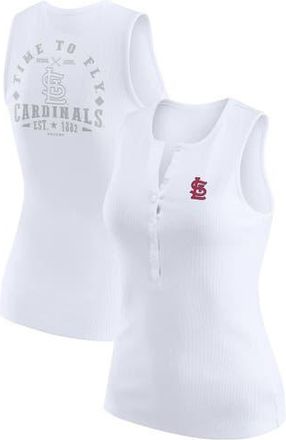 WEAR by Erin Andrews Womens WEAR by Erin Andrews White St. Louis Cardinals Rib-Knit Henley Tank Top at Nordstrom, Size X-Large