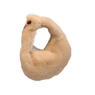 Generic SCompatible For olid Color Plush Dumpling Bag Simple Style Niche Design Faux Fur Handbag Tote Small Womens Underarm Hobo(Khaki)